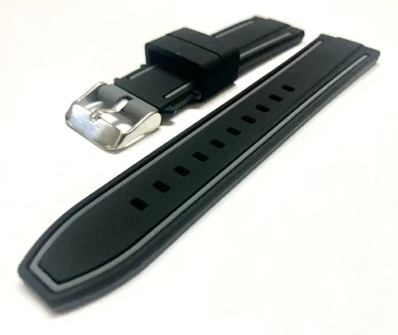 PULSEIRA "MA" HL0141 SILICONE PRETA C/ CINZA
